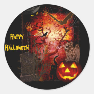 Scary Halloween Sticker (text customisable) 