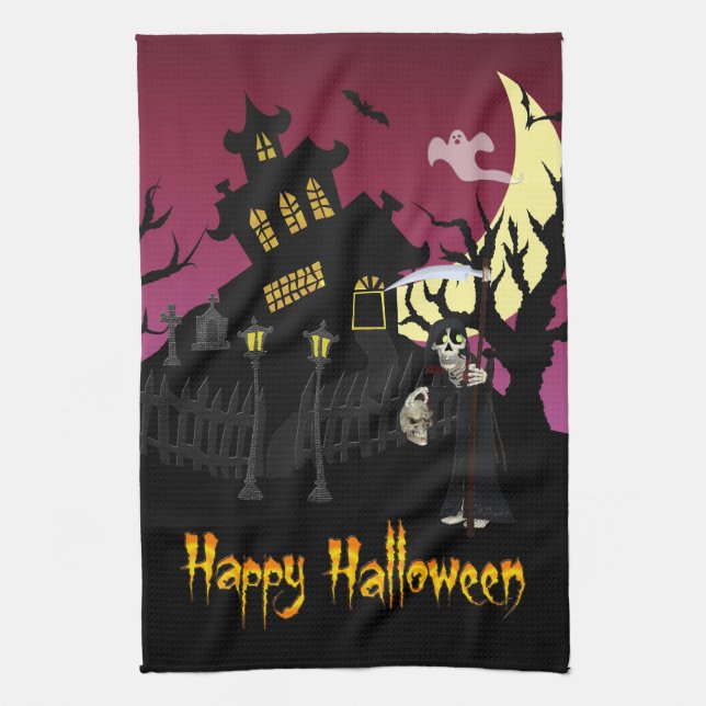 Scary Halloween Tea Towel (Vertical)