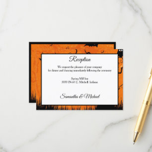 Scary Halloween Tree Wedding Reception Enclosure Card