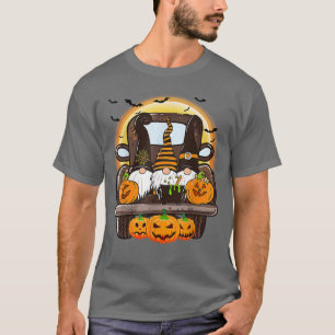 Scary Halloween Truck Gnomes Farmer Witch Pumpkin T-Shirt