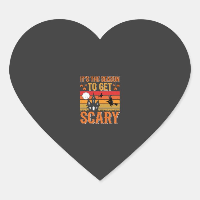 Scary Halloween Witch Haunted House Design_1 Heart Sticker (Front)
