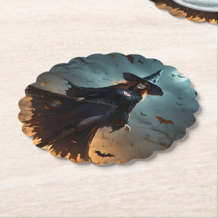 Scary Halloween Witch,  Paper Coaster
