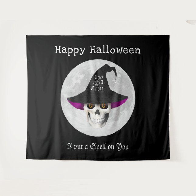 Scary Halloween witch party Tapestry (Front (Horizontal))