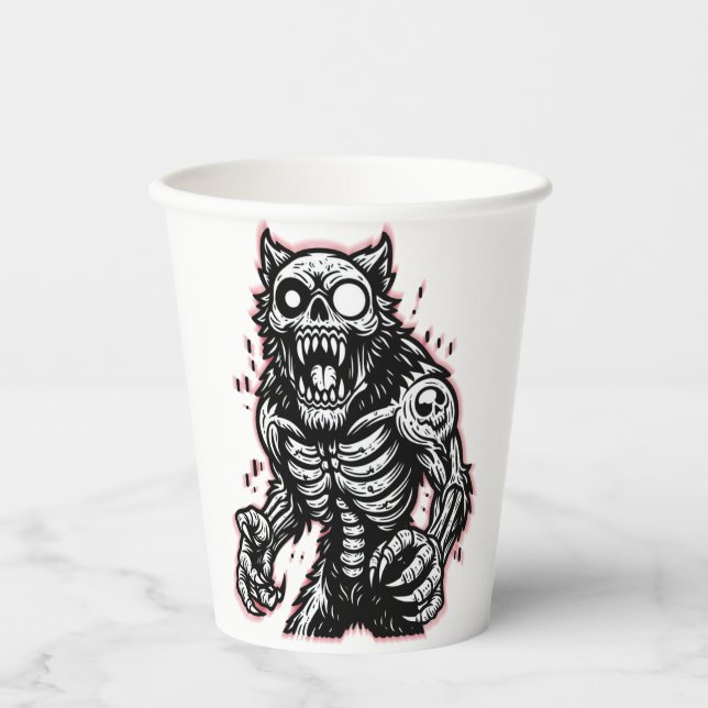 Scary Halloween Zombie Werewolf Paper Cups (Front)