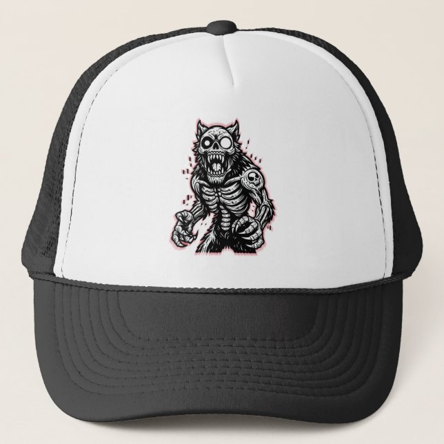 Scary Halloween Zombie Werewolf Trucker Hat (Front)