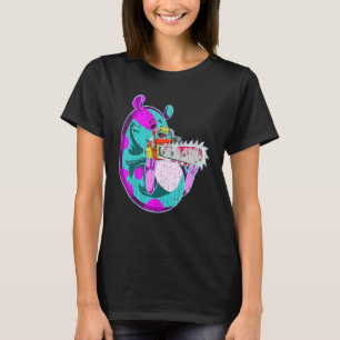 Scary Hamster Chainsaw 90s Vaporwave Spooky Animal T-Shirt