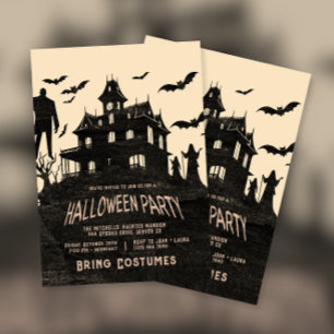Scary Haunted House Halloween Party Invitation