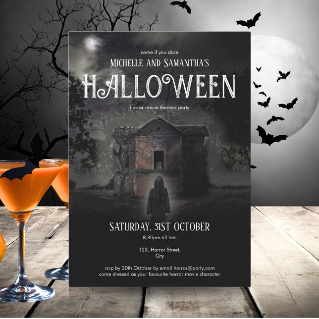 Scary Haunted House Halloween Party Invitation (Mockup view)