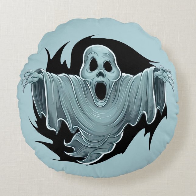 Scary Haunting Ghost Round Cushion (Front)
