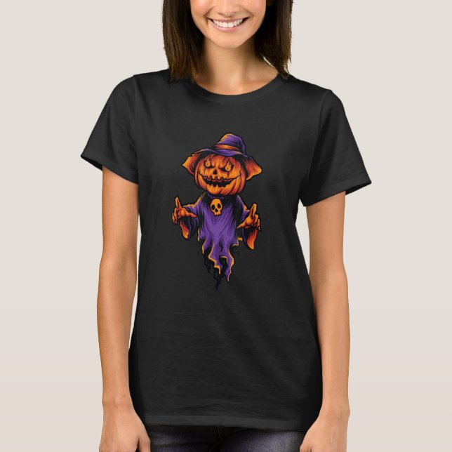 Scary Helloween Pumpkins Zombie T-Shirt (Front)