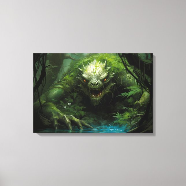 Scary Hidden Monster in Tropical Forest Canvas Print (Front)