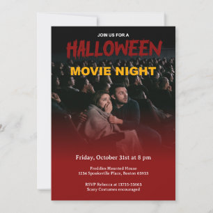 Scary horror movie night halloween invitation