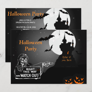 Scary Hunted House Halloween Invitation