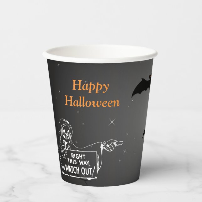 Scary Hunted House Halloween Paper Cup (Front)