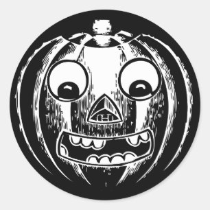 Scary Jack-o-Lantern Black Round Stickers
