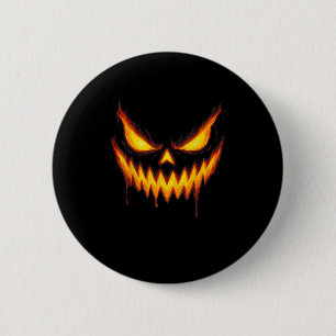 Scary Jack O Lantern Carved Pumpkin Face Halloween 6 Cm Round Badge