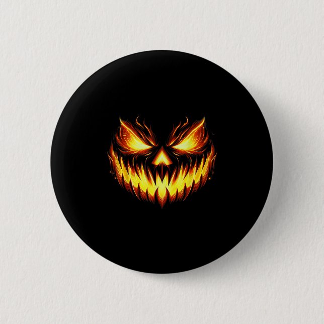 Scary Jack O Lantern Carved Pumpkin Face Halloween 6 Cm Round Badge (Front)