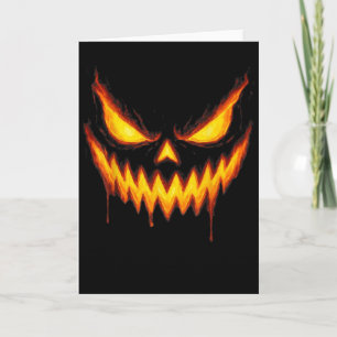 Scary Jack O Lantern Carved Pumpkin Face Halloween Card