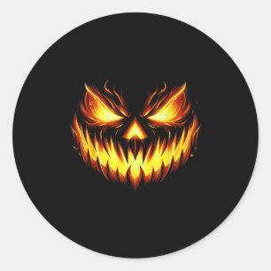 Scary Jack O Lantern Carved Pumpkin Face Halloween Classic Round Sticker