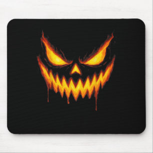 Scary Jack O Lantern Carved Pumpkin Face Halloween Mouse Pad
