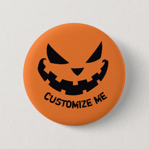 Scary Jack O Lantern Custom Orange Halloween Party 6 Cm Round Badge
