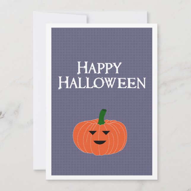 Scary Jack O Lantern Custom Orange Holiday Card (Front)