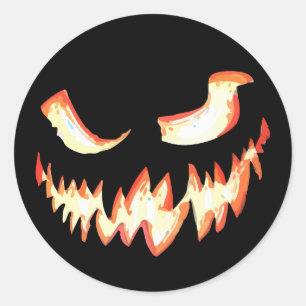 Scary Jack o Lantern Face Halloween Pumpkin Classic Round Sticker