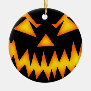 Scary Jack O Lantern Face Ornament Round