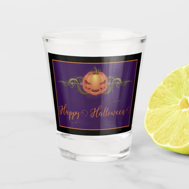 Scary Jack-o-Lantern Halloween | Black Shot Glass (Front)