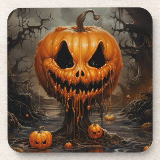 Scary Jack O Lantern Halloween Coaster