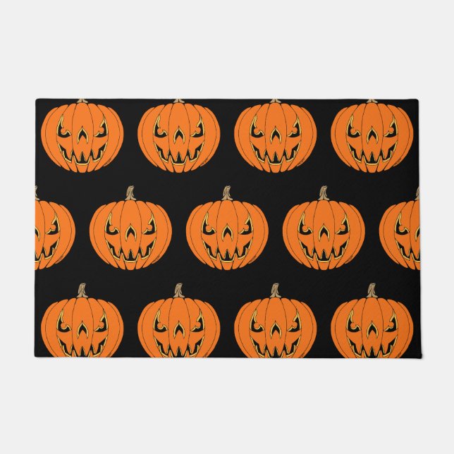 Scary Jack-o'-Lantern Halloween Design Doormat (Front)