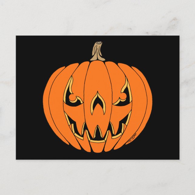 Scary Jack-o'-Lantern Halloween Design Holiday Postcard (Front)