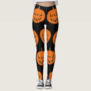 Scary Jack-o'-Lantern Halloween Design Leggings
