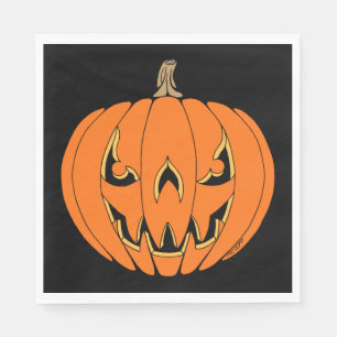 Scary Jack-o'-Lantern Halloween Design Napkin