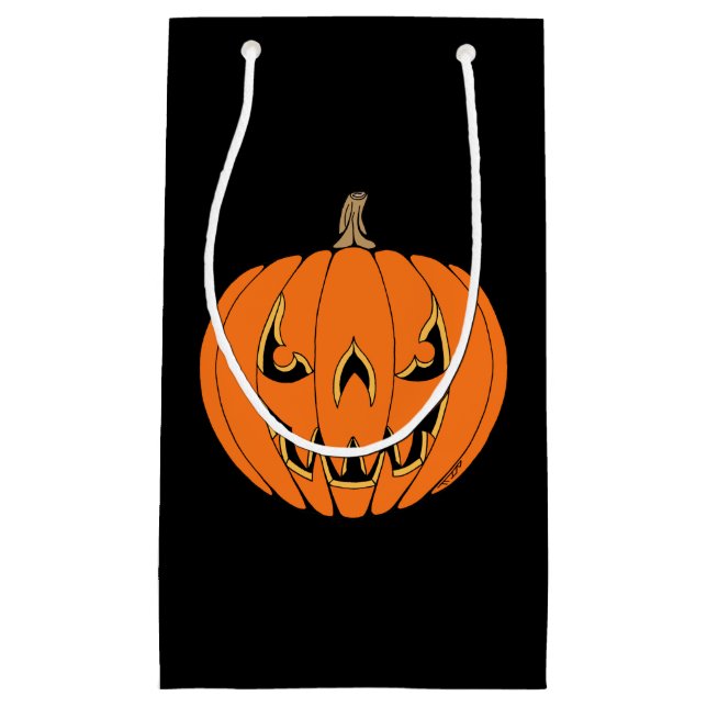 Scary Jack-o'-Lantern Halloween Design Small Gift Bag (Front)
