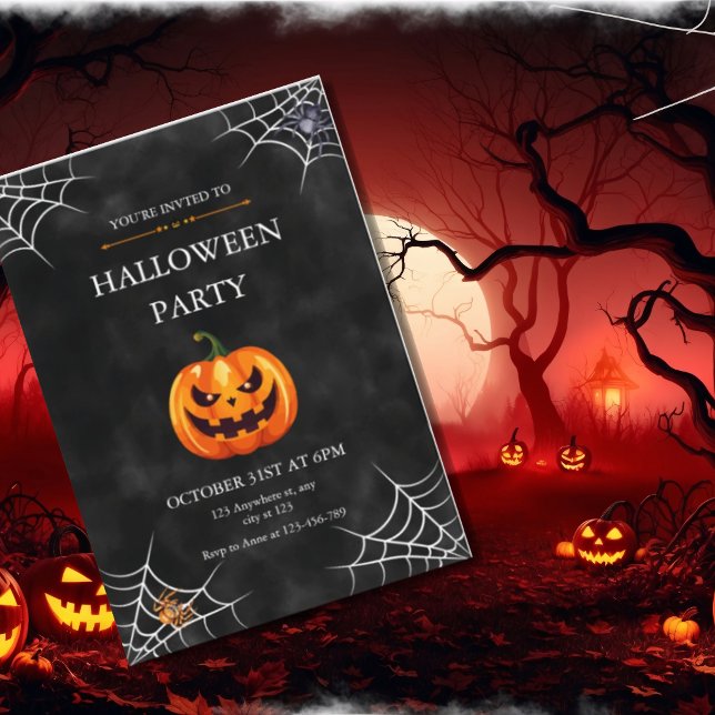 Scary Jack O' Lantern Halloween Party Card (Creator Uploaded)
