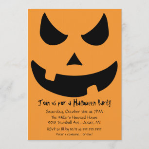 Scary Jack-o-lantern Halloween Pumpkin Party Invitation
