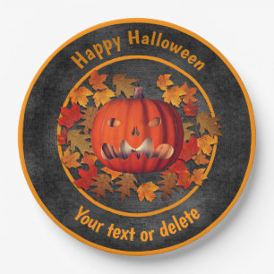 Scary Jack- O'-Lantern Personalised Halloween Paper Plate