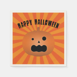 Scary Jack O Lantern Pumpkin Halloween Party Napkin