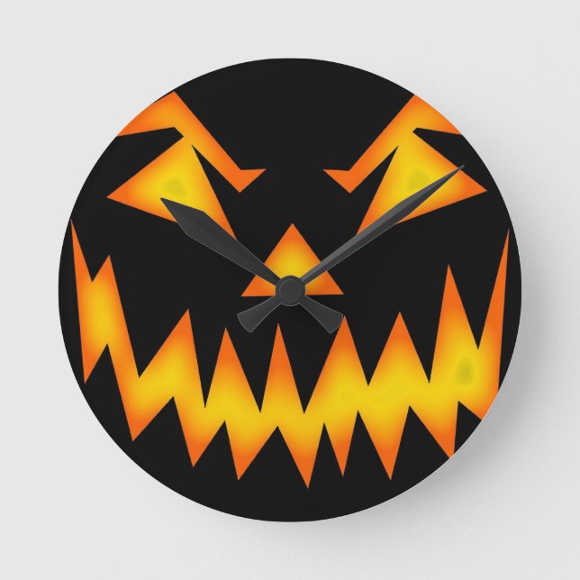 Scary Jack O Lantern Round (Medium) Wall Clock (Front)