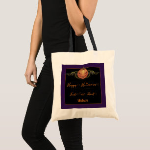 Scary Jack-o-Lantern Trick or Treat   Purple Tote Bag