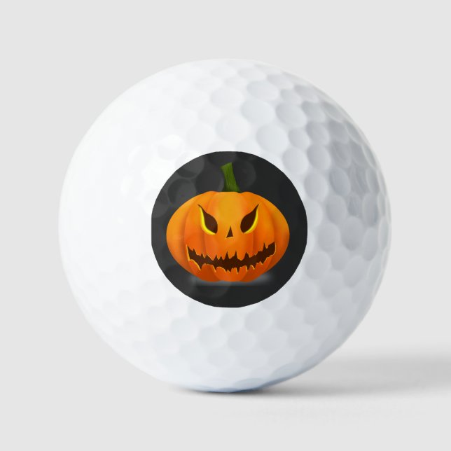 Scary Jack O'Lantern Pumpkin Golf Balls (Front)