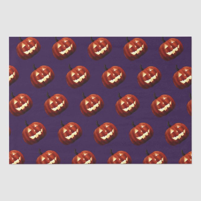 Scary Jack O'Lantern Pumpkin Halloween Birthday   Tissue Paper (Front)