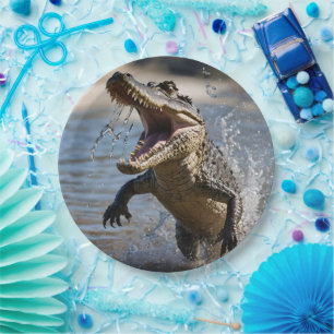 Scary Jaws: Australian Crocodile Leaping Paper Plate