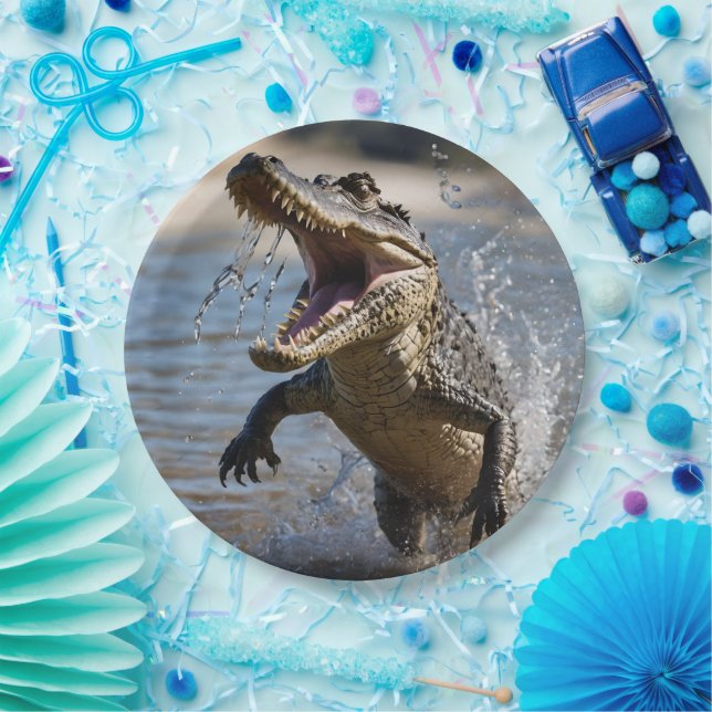 Scary Jaws: Australian Crocodile Leaping Paper Plate (Party)