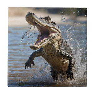 Scary Jaws: Australian Crocodile Leaping Tile