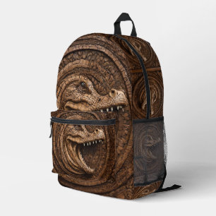 Scary Jaws: Australian Crocodile Wood Print Printed Backpack