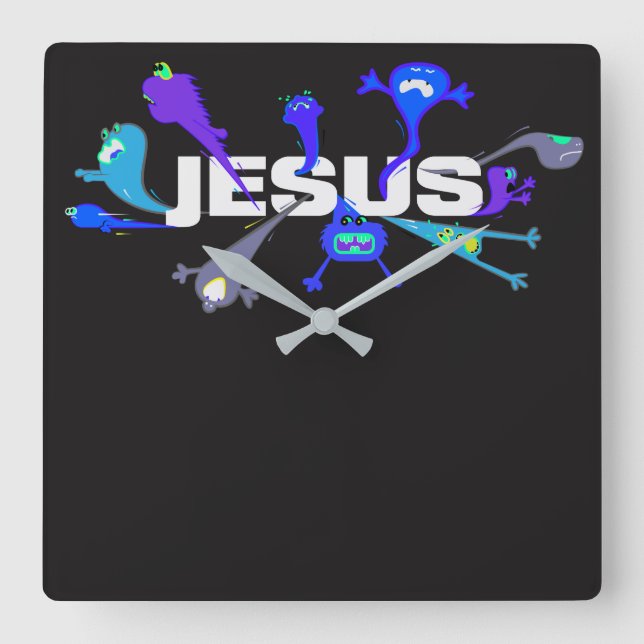 Scary Jesus Square Wall Clock (Front)