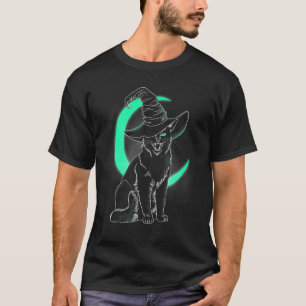 Scary Kitten Witch Hat Halloween Cat T-Shirt