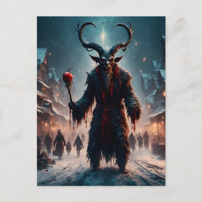 Scary Krampus Christmas Horror Postcard (Front)